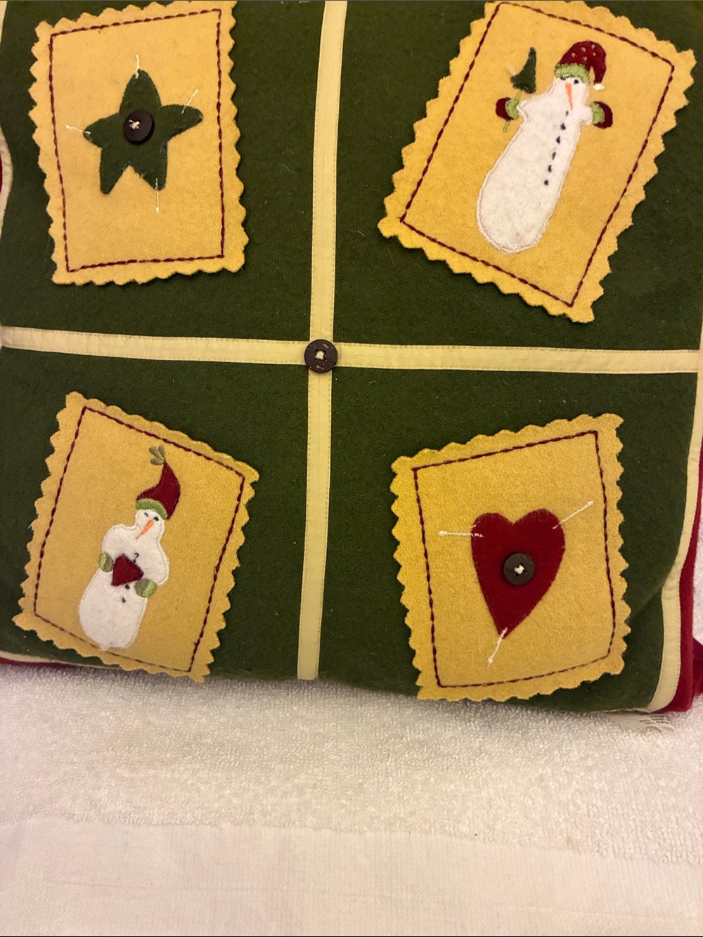 Holiday Patchwork Decorative Pillow - Green & Gold